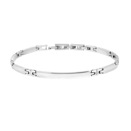 Bracciale Uomo maglia Imperniata con Targa in ACCIAIO