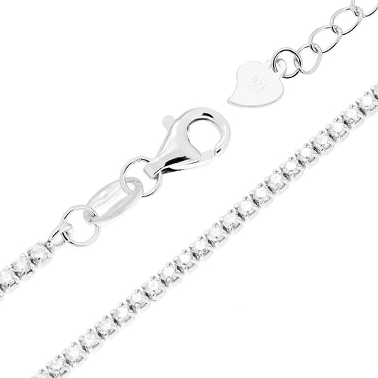Bracciale Tennis cm 16+3 con Zirconi mm 1.5 Bianchi in ARGENTO 925 Galvanica Rodio
