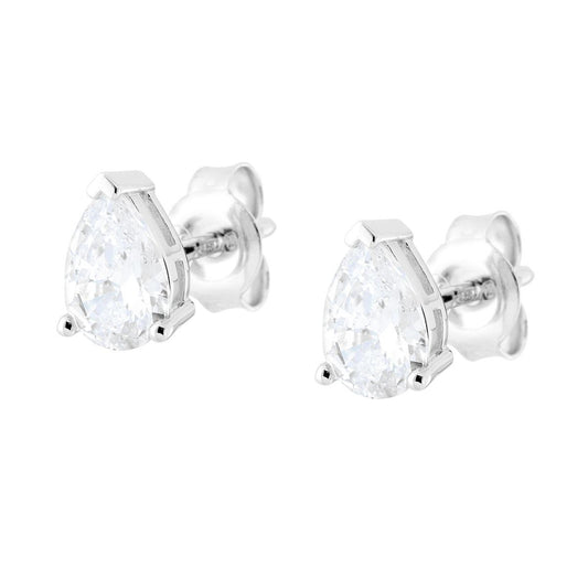 Orecchini Punto Luce Goccia con Cubic Zirconia Bianco in ARGENTO 925 Galvanica Rodio
