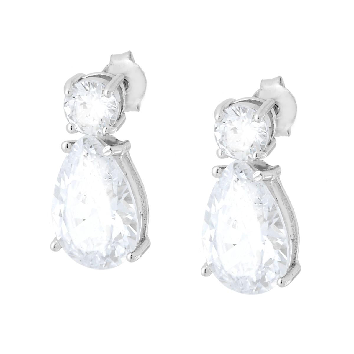 Orecchini Punto Luce Goccia Cubic Zirconia Bianco in ARGENTO 925 Galvanica Rodio