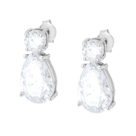 Orecchini Punto Luce Goccia Cubic Zirconia Bianco in ARGENTO 925 Galvanica Rodio
