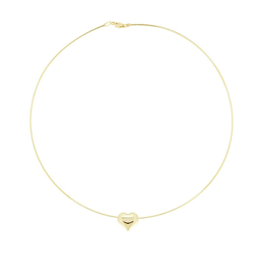 Collana Rigida Filo con Cuore mm 11 x 12 Bombato passante in ARGENTO 925 Galvanica Oro