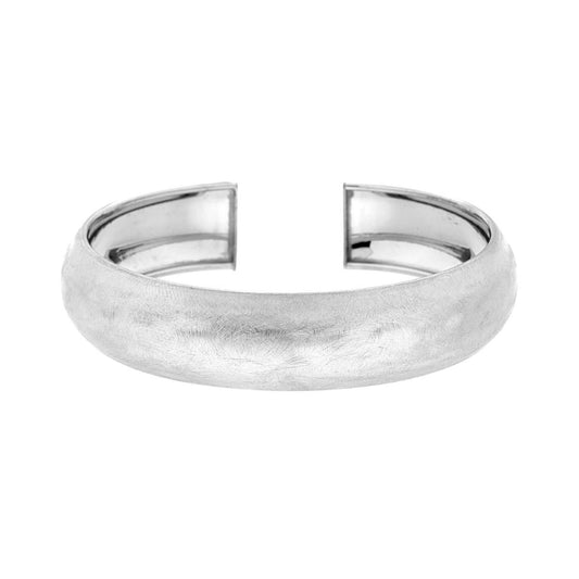 Bracciale Rigido Fascia Bombato Spazzolato mm 15 in ARGENTO 925 Galvanica Rodio