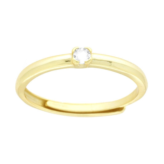 Anello Solitario con Cubic Zirconia Bianco mm 2.5 in ARGENTO 925 Galvanica Oro