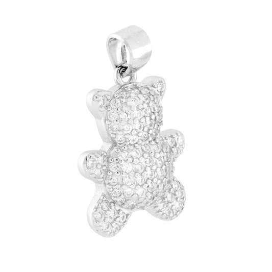 Ciondolo Orso con Cubic Zirconia Bianchi in ARGENTO 925 Galvanica Rodio