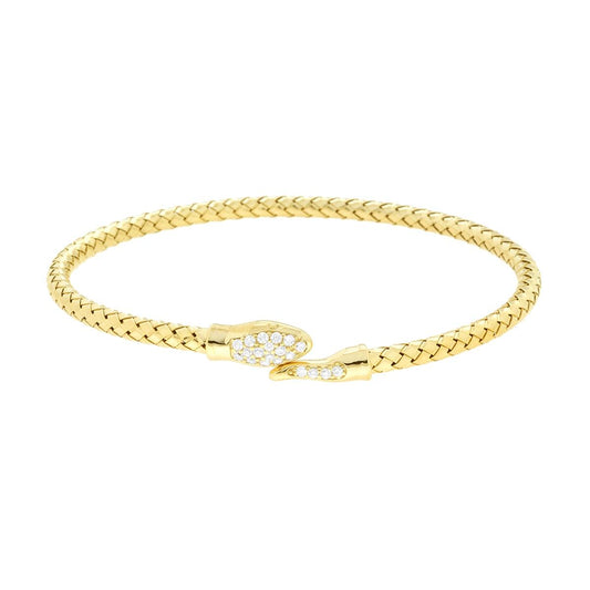 Bracciale Rigido Contrarie Serpente con Cubic zirconia Bianchi in ARGENTO 925 Galvanica Oro