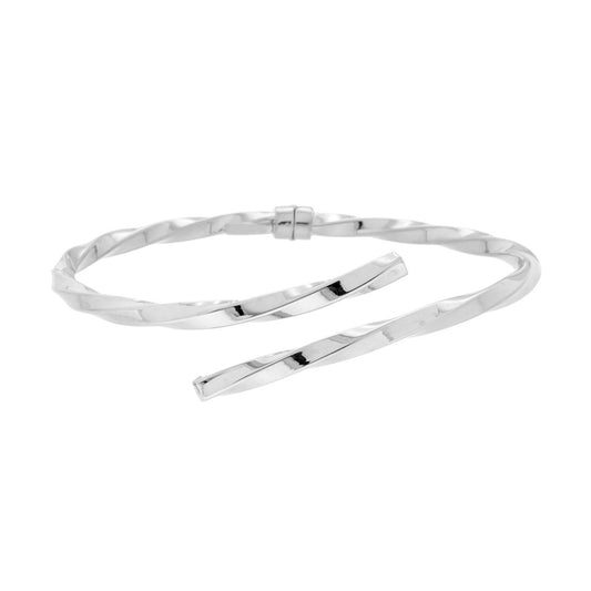 Bracciale Rigido sezione Quadrata Torchon in ARGENTO 925 Galvanica Rodio