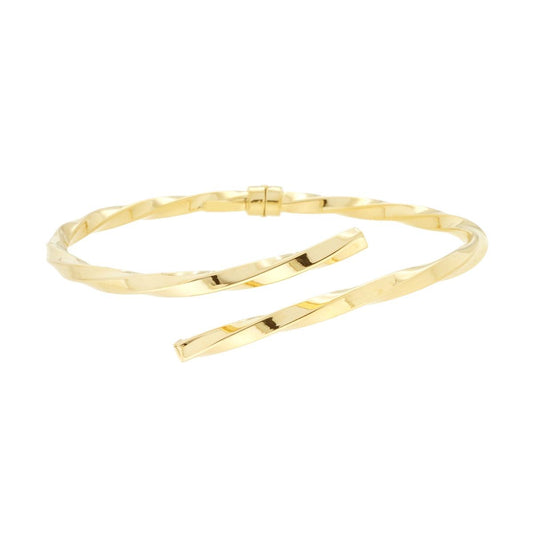 Bracciale Rigido sezione Quadrata Torchon in ARGENTO 925 Galvanica Oro