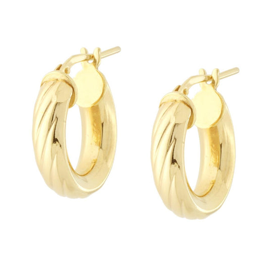 Orecchini Cerchio Semi Torchon in ARGENTO 925 Galvanica Oro