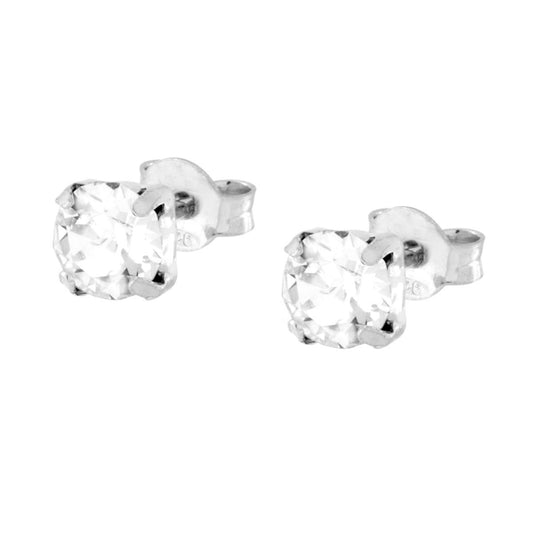 Orecchini Punto Luce mm 5 Crystal Bianco in ARGENTO 925 Galvanica Rodio