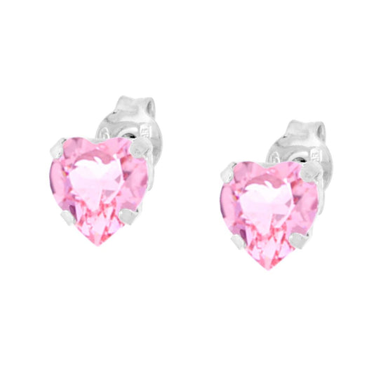 Orecchini Punto Luce Cuore Crystal Rosa in ARGENTO 925 Galvanica Rodio