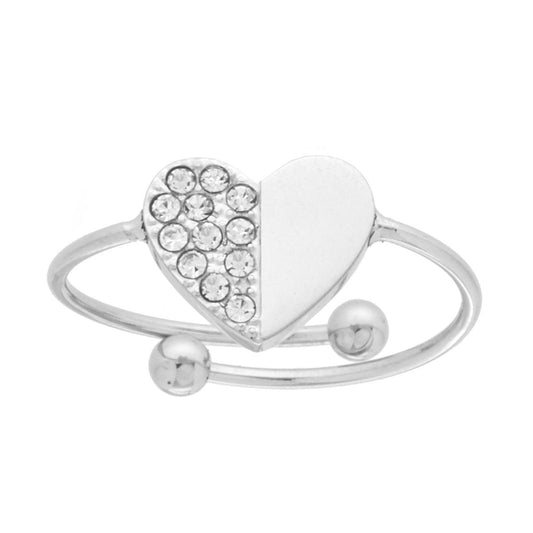 Anello Cuore con Crystal Bianchi in ACCIAIO