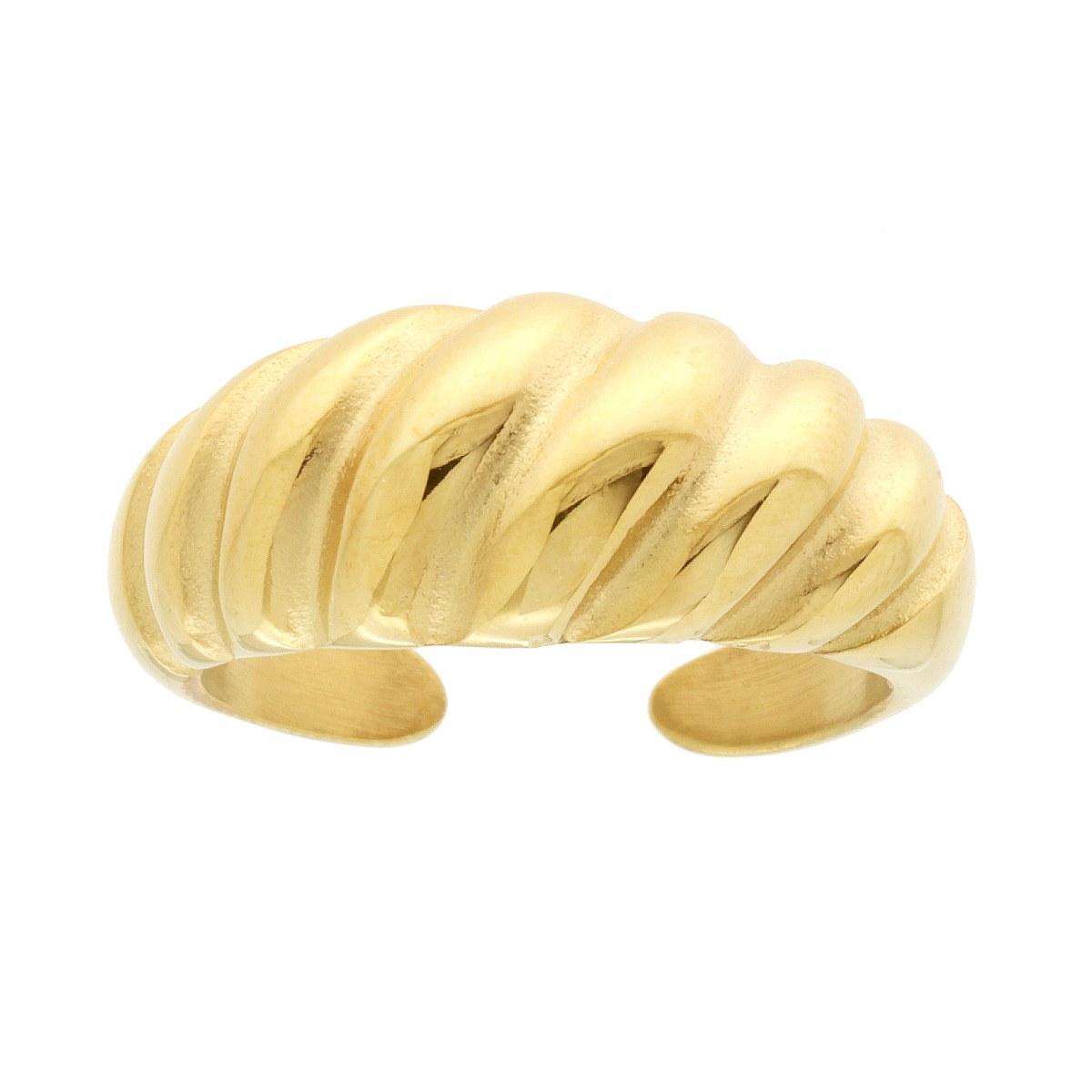 Anello Fascia Treccia Bombata in ACCIAIO colore Oro