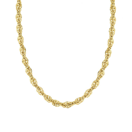 Collana Catena Falsacorda Diamantata e Martellata in ACCIAIO colore Oro