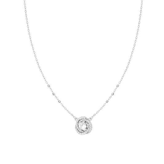 Collana Catena Forzatina Diamantata con Punto Luce contornato da Crystal Bianchi in ACCIAIO e OTTONE