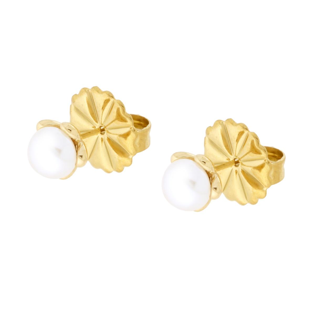 Orecchini Fiore con Perla in ACCIAIO colore Oro