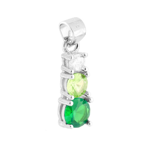 Ciondolo Trilogy con Cubic Zirconia Verde Smeraldo in ARGENTO 925 Galvanica Rodio