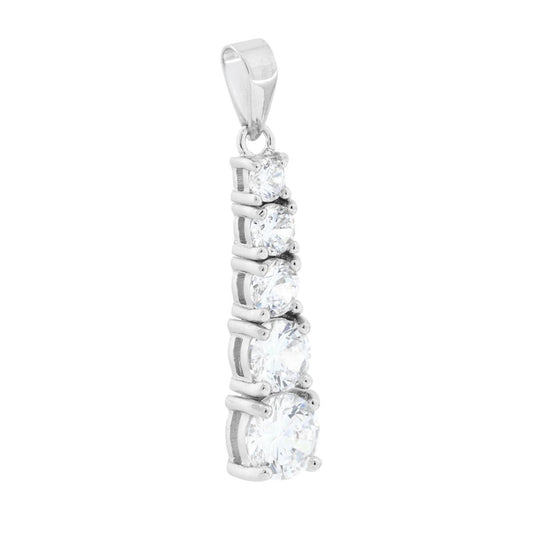 Ciondolo Tennis degrade con Cubic Zirconia Bianchi in ARGENTO 925 Galvanica Rodio