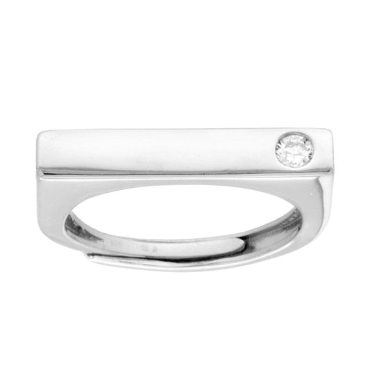 Anello Fascia Rettangolare con Cubic Zirconia Bianco in ARGENTO 925 Galvanica Rodio