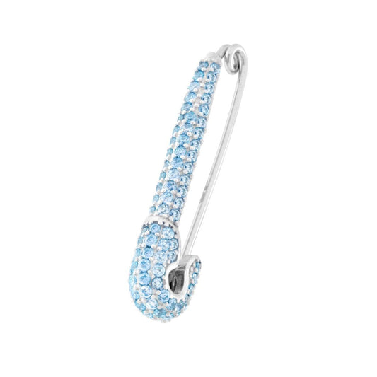 Spilla Balia con Cubic Zirconia Acquamarina in ARGENTO 925 Galvanica Rodio