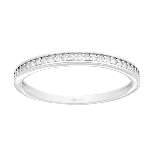 Anello Veretta binario con Cubic Zirconia Bianchi mm 2.1 in ARGENTO 925 Galvanica Rodio