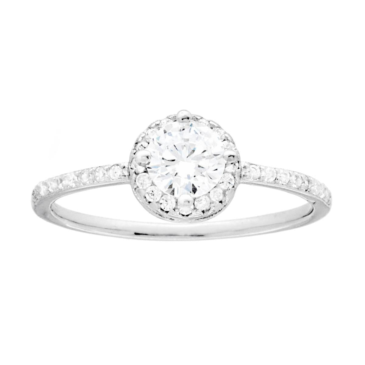 Anello Solitario con Cubic Zirconia Bianchi in ARGENTO 925 Galvanica Rodio