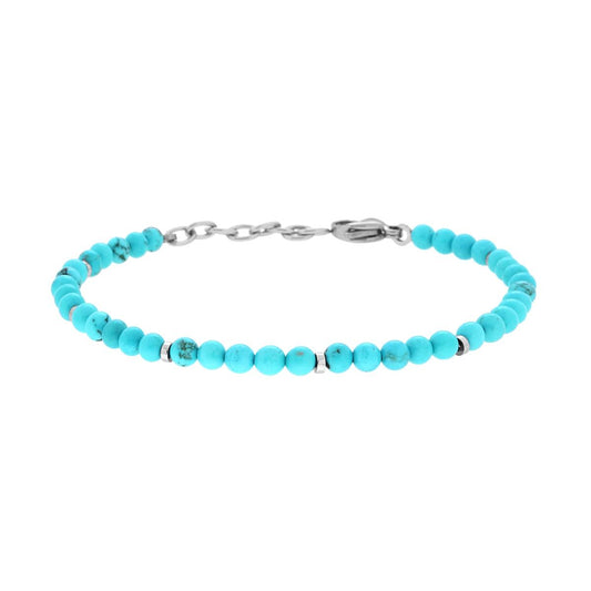 Bracciale Catena con Pietre Naturali Turchese e accessori in ACCIAIO