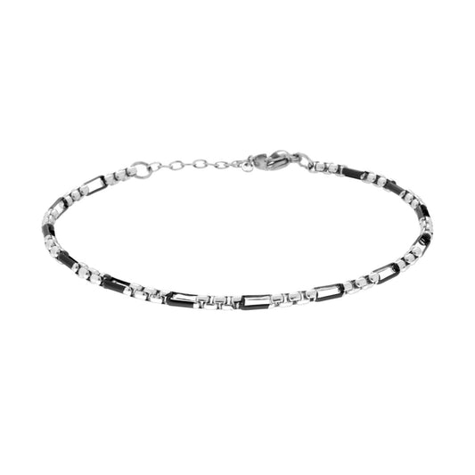 Bracciale Catena Veneziana Tonda alternata 3+1 Nera e ACCIAIO