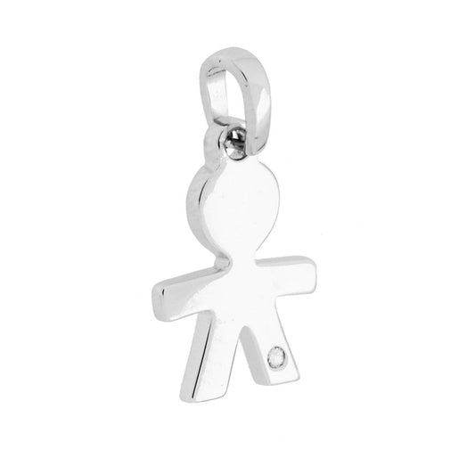 Ciondolo Bimbo con Cubic Zirconia Bianco in ARGENTO 925 Galvanica Rodio