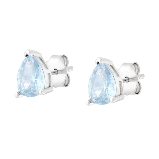 Orecchini Goccia Cubic Zirconia Acquamarina in ARGENTO 925 Galvanica Rodio