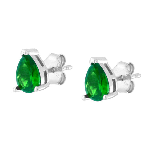 Orecchini Goccia Cubic Zirconia Verde Smeraldo in ARGENTO 925 Galvanica Rodio