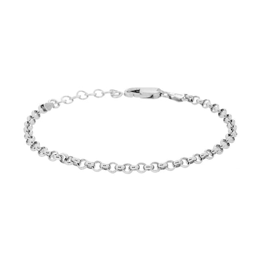 Bracciale Catena Rolo mm 3.3 in ARGENTO 925 Galvanica Rodio