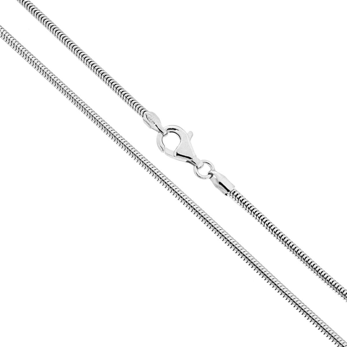 Catena Coda di Topo sezione mm 1,4 lunghezza cm 50 in ARGENTO 925 Galvanica Rodio