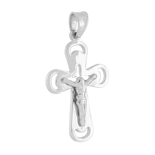 Ciondolo Croce con Ges Cristo in ARGENTO 925 Galvanica Rodio