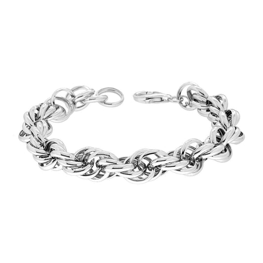 Bracciale Catena Corda Multimaglia mm 11 in ARGENTO 925 Galvanica Rodio