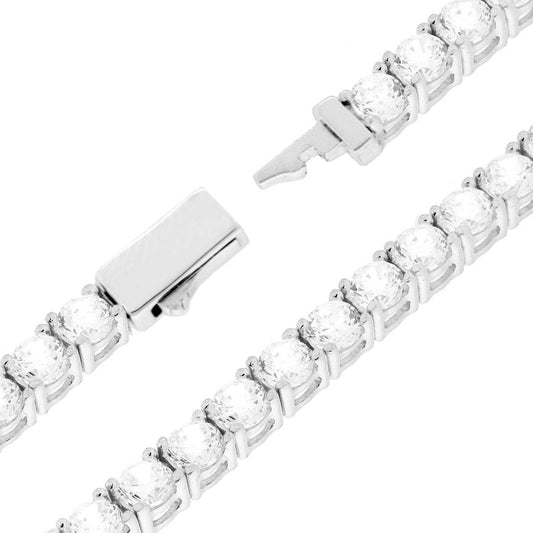 Bracciale Tennis cm 18 con Zirconi mm 3 Bianchi in ARGENTO 925 Galvanica Rodio
