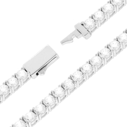 Bracciale Tennis cm 18 con Zirconi mm 2.5 Bianchi in ARGENTO 925 Galvanica Rodio