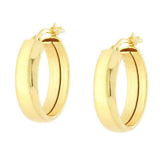 Orecchini Cerchio Creola mm 19 sezione canna mm 4,8 in ARGENTO 925 Galvanica Oro