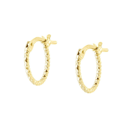 Orecchini Cerchio Diamantato mm 10 sezione canna mm 1,2 in ARGENTO 925 Galvanica Oro