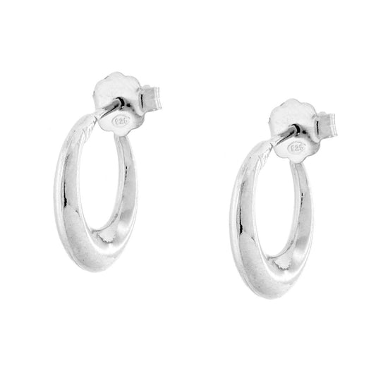 Orecchini Cerchio Luna Bombata mm 13 in ARGENTO 925 Galvanica Rodio