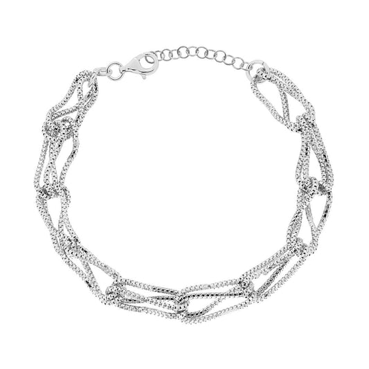 Bracciale Multimaglia Catena Veneziana in ARGENTO 925 Galvanica Rodio
