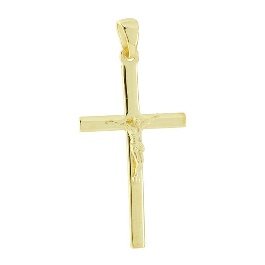 Ciondolo Croce Latina con Cristo in ARGENTO 925 Galvanica Oro
