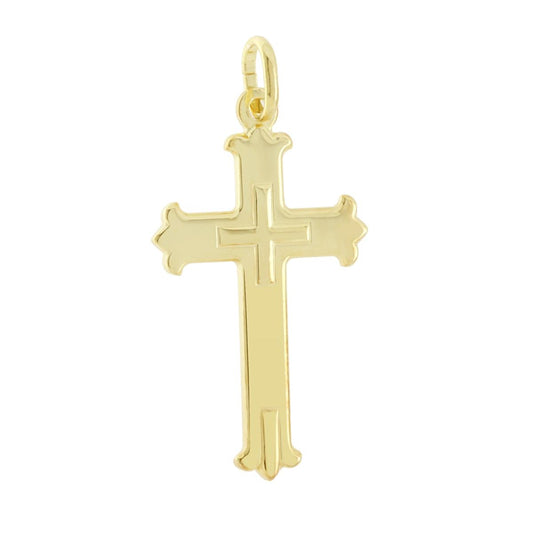 Ciondolo Croce Latina Trifogliata in ARGENTO 925 Galvanica Oro