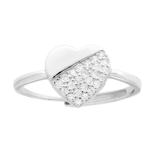 Anello con Cuore Cubic Zirconia Bianchi in ARGENTO 925 Galvanica Rodio