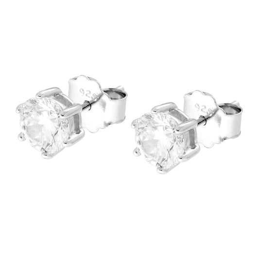 Orecchini Punto Luce Cubic Zirconia Bianco in ARGENTO 925 Galvanica Rodio