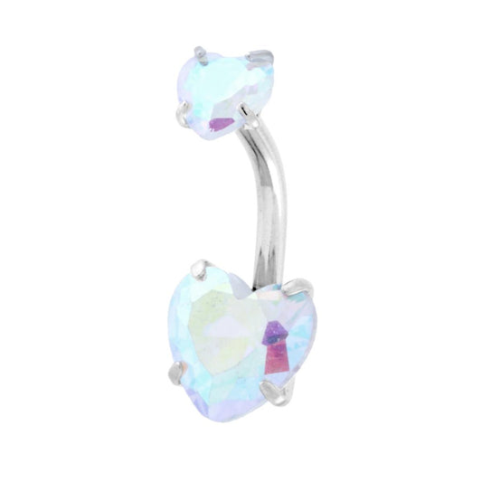 Body Piercing Banana mm 20 Cuori Crystal Boreale mm 5 e 8 in ACCIAIO Chirurgico