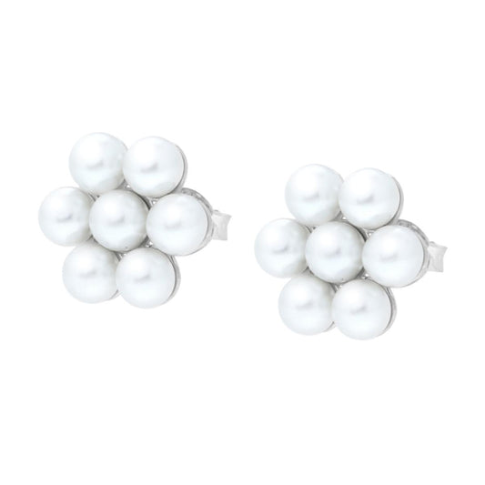 Orecchini Fiore di Perle in ARGENTO 925 Galvanica Rodio