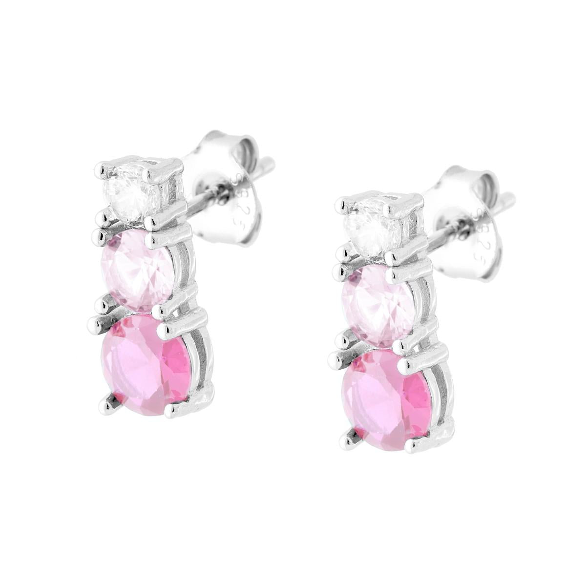 Orecchini Trilogy con Cubic Zirconia Rosa Degrade' in ARGENTO 925 Galvanica Rodio