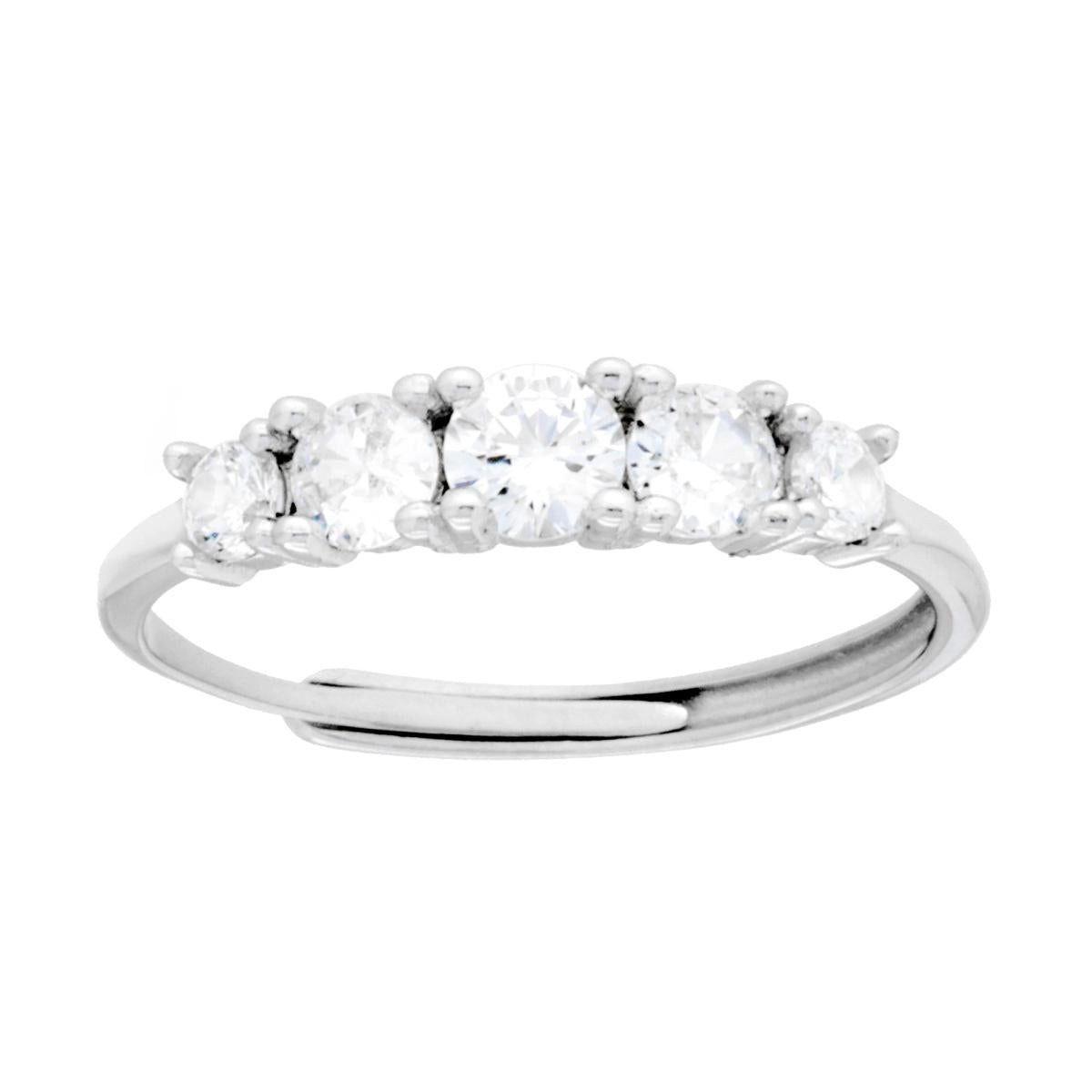 Anello Veretta con Cubic Zirconia Bianchi degrade mm 4 mm 2.5 in ARGENTO 925 Galvanica Rodio