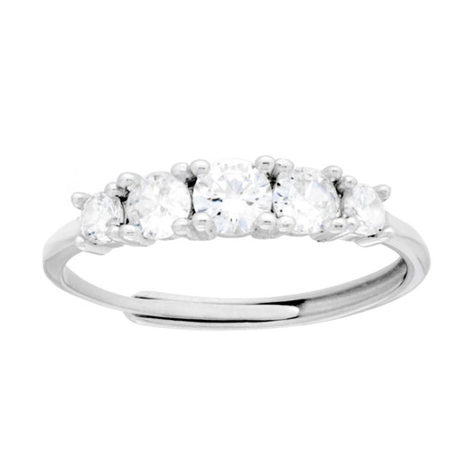 Anello Veretta con Cubic Zirconia Bianchi degrade mm 4 mm 2.5 in ARGENTO 925 Galvanica Rodio